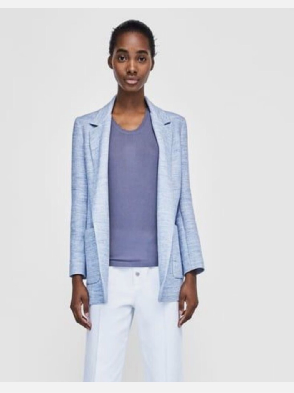 Zara Light Blue Textured Blazer